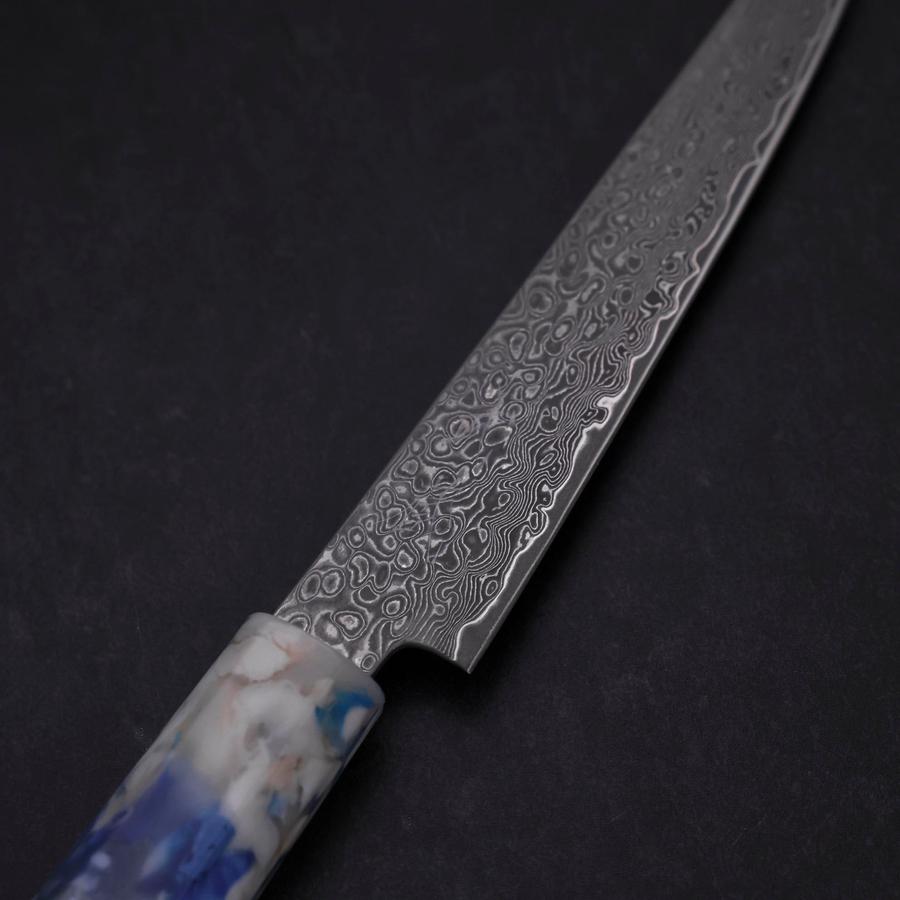 Kiritsuke Petty VG-10 Damascus Ocean Blue-White Mix Handle 130mm