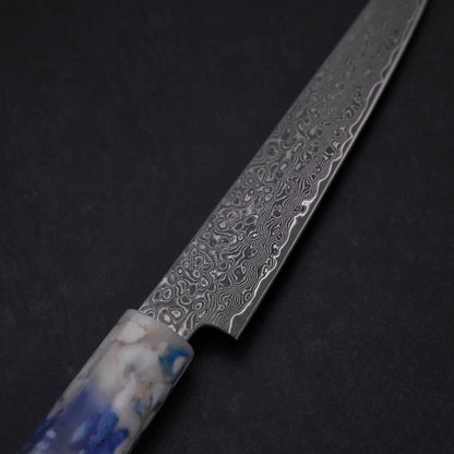 Kiritsuke Petty VG-10 Damascus Ocean Blue-White Mix Handle 130mm