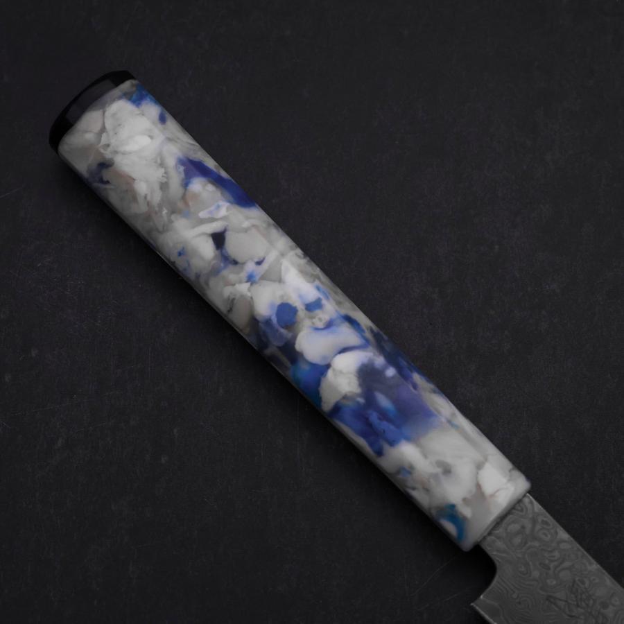 Kiritsuke Petty VG-10 Damascus Ocean Blue-White Mix Handle 130mm