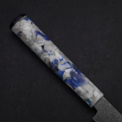 Kiritsuke Petty VG-10 Damascus Ocean Blue-White Mix Handle 130mm