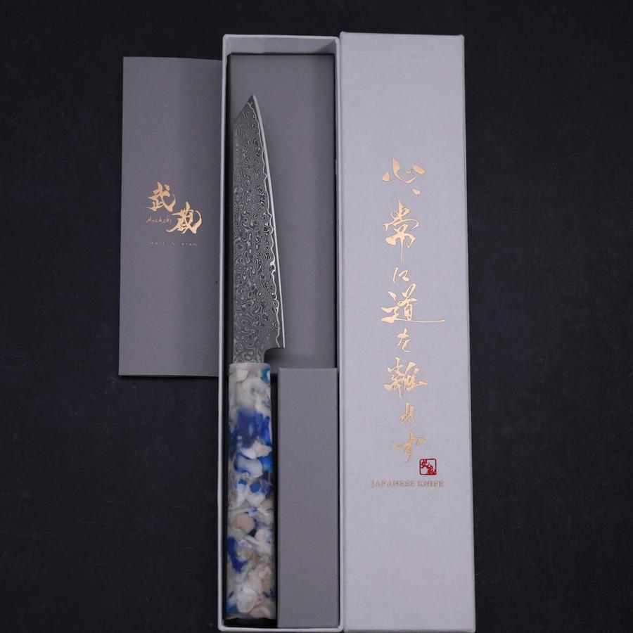 Kiritsuke Petty VG-10 Damascus Ocean Blue-White Mix Handle 130mm