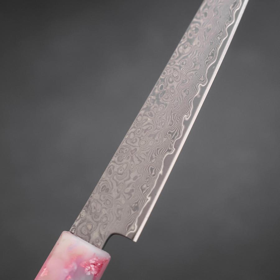 Kiritsuke Petty VG-10 Damascus Ocean Sakura Rose Gold Handle 130mm