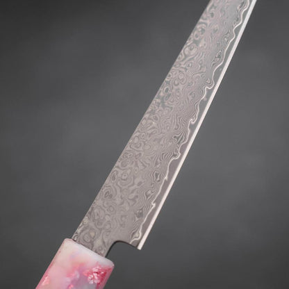 Kiritsuke Petty VG-10 Damascus Ocean Sakura Rose Gold Handle 130mm