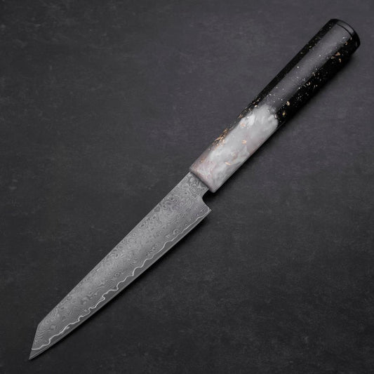 Kiritsuke Petty VG-10 Damascus Ocean White Black Gold Handle 130mm