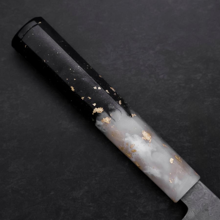 Kiritsuke Petty VG-10 Damascus Ocean White Black Gold Handle 130mm