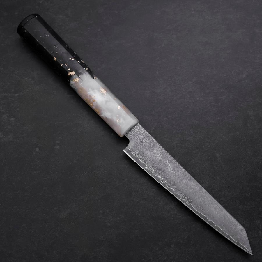 Kiritsuke Petty VG-10 Damascus Ocean White Black Gold Handle 130mm