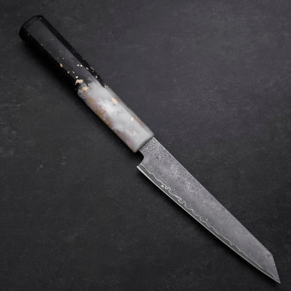 Kiritsuke Petty VG-10 Damascus Ocean White Black Gold Handle 130mm