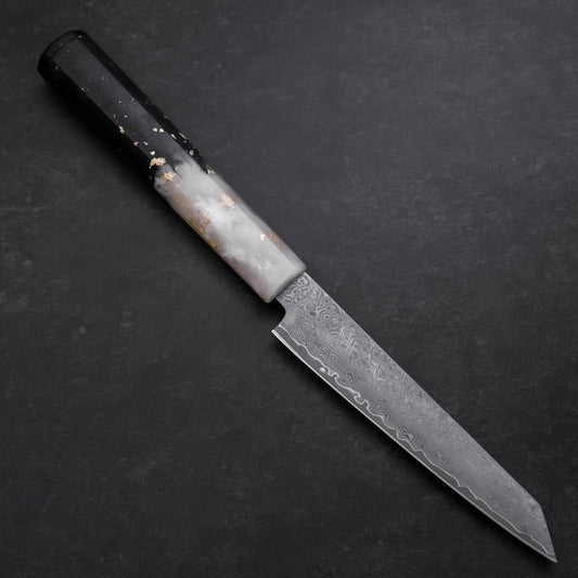 Kiritsuke Petty VG-10 Damascus Ocean White Black Gold Handle 130mm