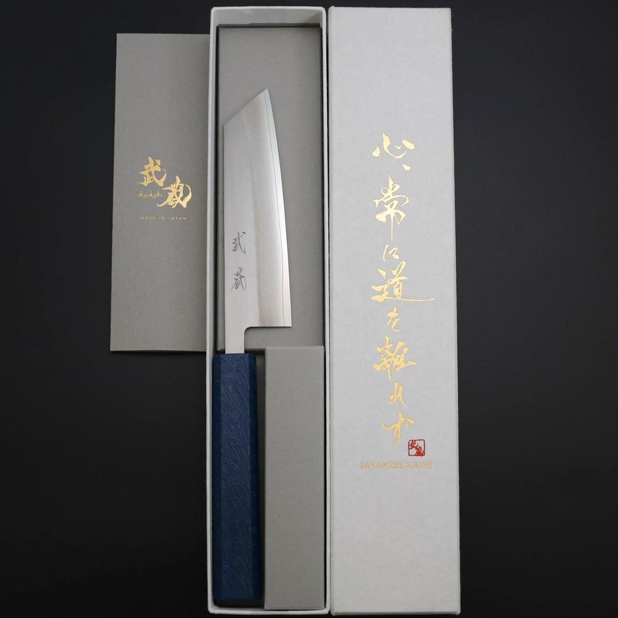 Kiritsuke Petty VG-10 Polished Blue Urushi Handle 125mm