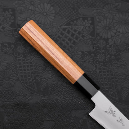 Kiritsuke Petty White Steel #2 Kasumi Buffalo Teak Handle 120mm