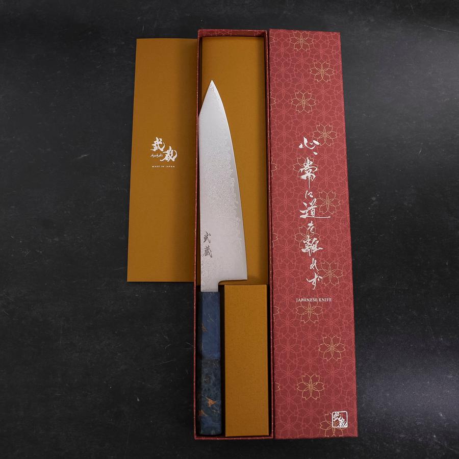 Kiritsuke SG-2 Wave Nickel Damascus Blue Maple Handle 210mm