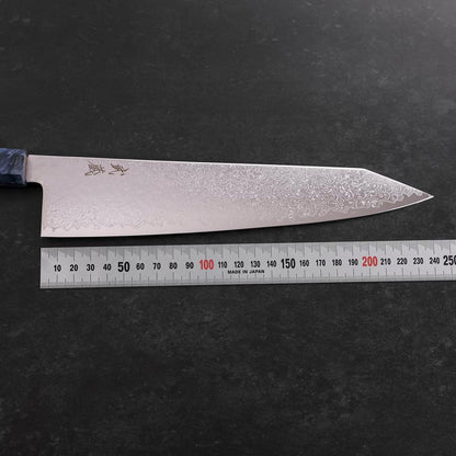 Kiritsuke SG-2 Wave Nickel Damascus Blue Maple Handle 240mm
