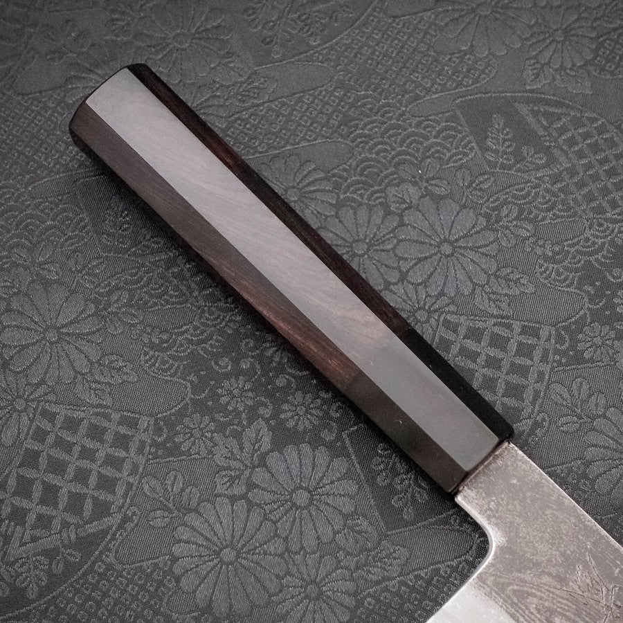 Kiritsuke Santoku Blue Steel #1 Kurouchi Suminagashi Buffalo Ebony Handle 170mm