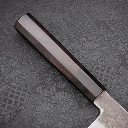 Kiritsuke Santoku Blue Steel #1 Kurouchi Suminagashi Buffalo Ebony Handle 170mm