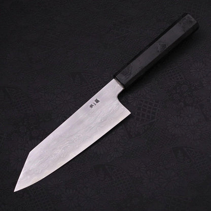 Kiritsuke Santoku Blue Steel #1 Suminagashi Black Ishime Handle 170mm