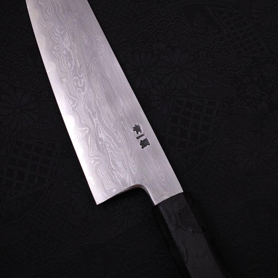 Kiritsuke Santoku Blue Steel #1 Suminagashi Black Ishime Handle 170mm