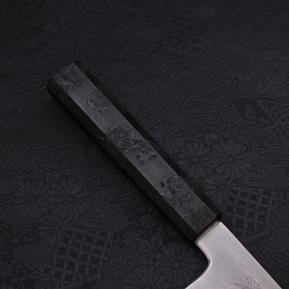 Kiritsuke Santoku Blue Steel #1 Suminagashi Black Ishime Handle 170mm