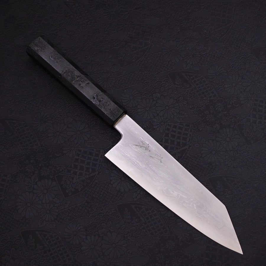 Kiritsuke Santoku Blue Steel #1 Suminagashi Black Ishime Handle 170mm
