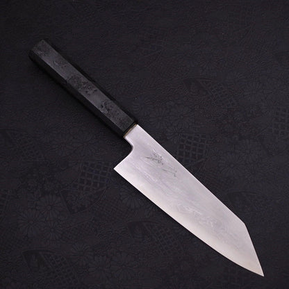 Kiritsuke Santoku Blue Steel #1 Suminagashi Black Ishime Handle 170mm