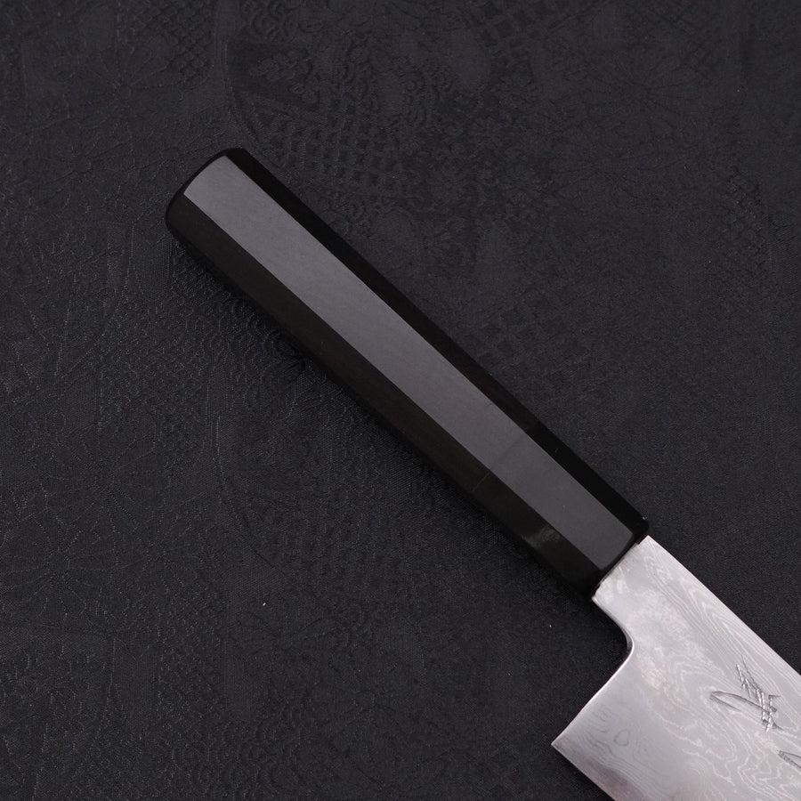 Kiritsuke Santoku Blue Steel #1 Suminagashi Buffalo Ebony Handle 170mm