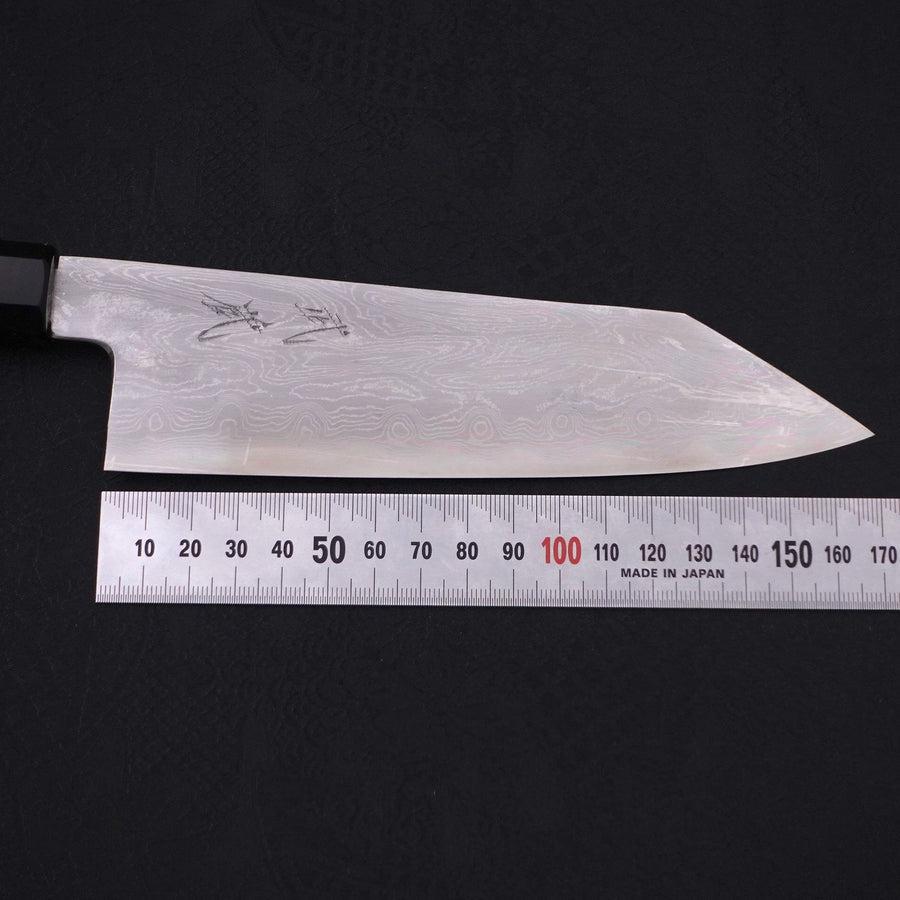 Kiritsuke Santoku Blue Steel #1 Suminagashi Buffalo Ebony Handle 170mm