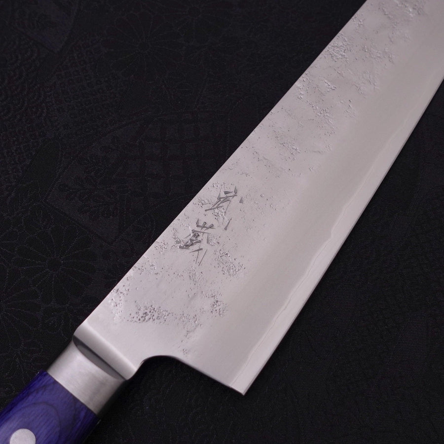 Kiritsuke Santoku Blue Steel #2 Nashiji Stainless Clad Western Handle 195mm