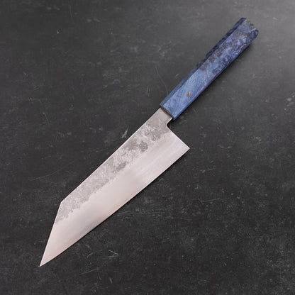 Kiritsuke Santoku Silver Steel #3 Nashiji Blue Maple Handle 180mm