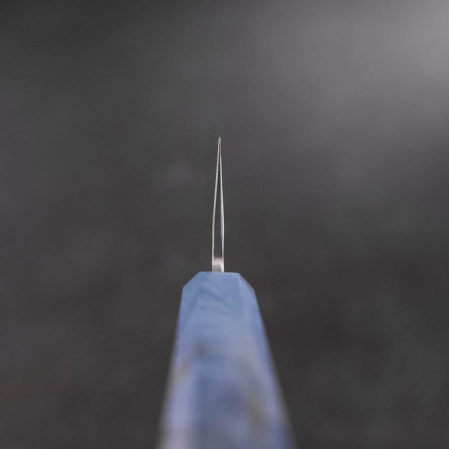 Kiritsuke Santoku Silver Steel #3 Nashiji Blue Maple Handle 180mm