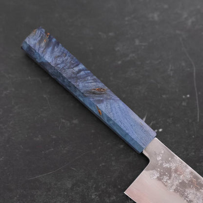 Kiritsuke Santoku Silver Steel #3 Nashiji Blue Maple Handle 180mm