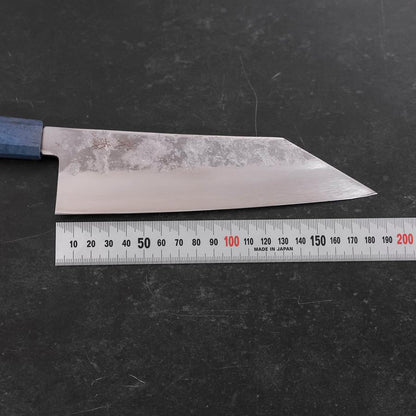 Kiritsuke Santoku Silver Steel #3 Nashiji Blue Maple Handle 180mm