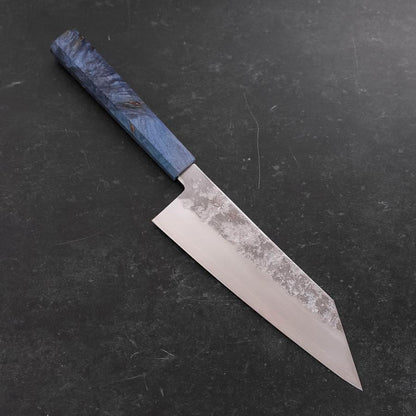Kiritsuke Santoku Silver Steel #3 Nashiji Blue Maple Handle 180mm