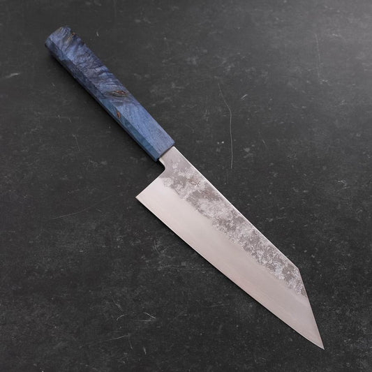 Kiritsuke Santoku Silver Steel #3 Nashiji Blue Maple Handle 180mm