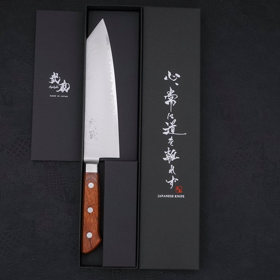 Kiritsuke Santoku VG-5 Stainless Tsuchime Western Mahogany Handle 190mm