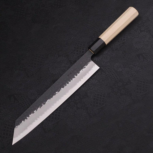 Kiritsuke Stainless Clad Blue Super Kurouchi Tsuchime Buffalo Magnolia Handle 240mm