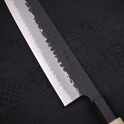 Kiritsuke Stainless Clad Blue Super Kurouchi Tsuchime Buffalo Magnolia Handle 240mm