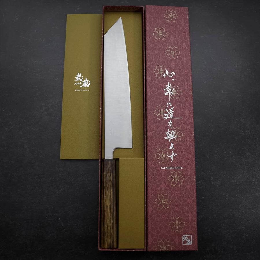 Kiritsuke Stainless Clad Blue Super Polished Sumi Urushi Handle 240mm