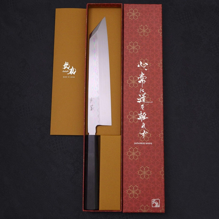 Kiritsuke White Steel #2 Mirror Finish Honyaki Buffalo Ebony Handle 240mm