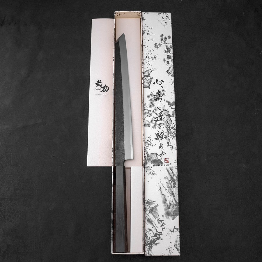 Kiritsuke Yanagiba Blue Steel #2 Kurouchi Buffalo Wenge Handle 270mm