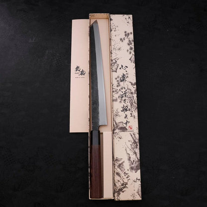 Kiritsuke Yanagiba Blue Steel #2 Kurouchi Buffalo Wenge Handle 300mm