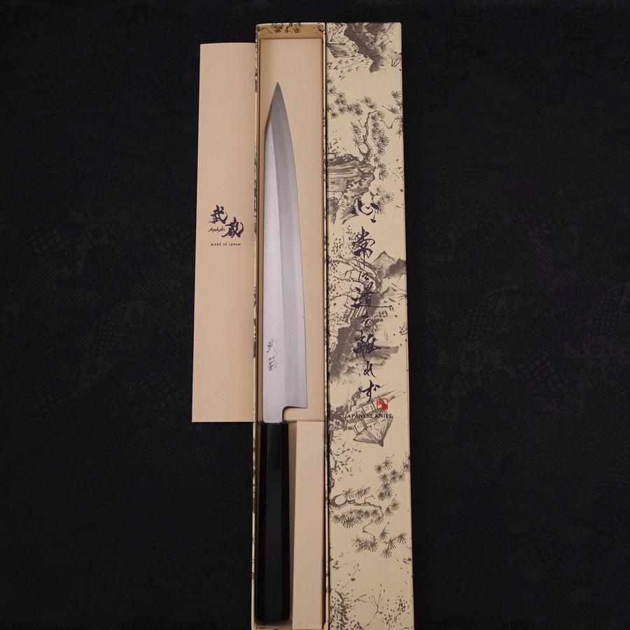 Kiritsuke Yanagiba Silver Steel #3 Polished Buffalo Ebony Handle 270mm