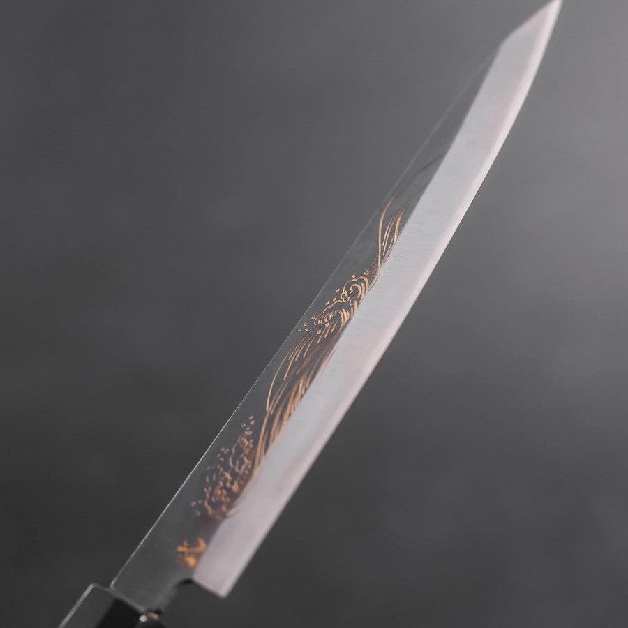 Koyanagi Blue Steel #1 Kurouchi Chokin Nami Buffalo Ebony Handle 150mm