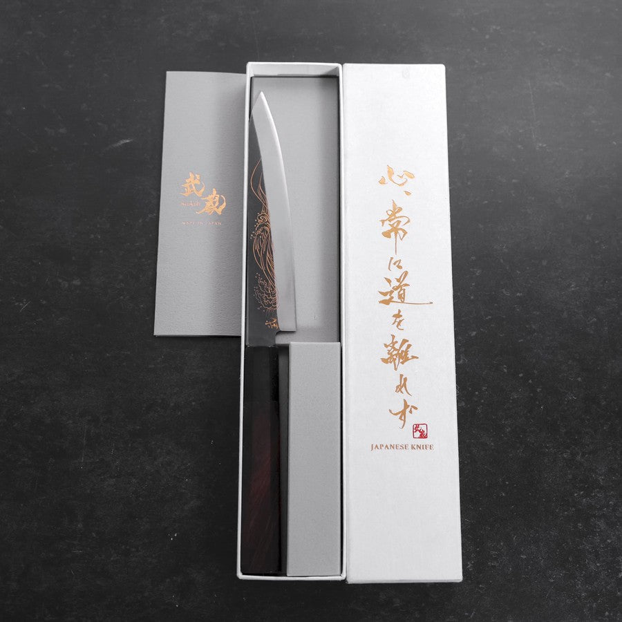 Koyanagi Blue Steel #1 Kurouchi Chokin Nami Buffalo Ebony Handle 150mm