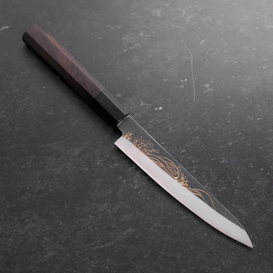 Koyanagi Blue Steel #1 Kurouchi Chokin Nami Buffalo Ebony Handle 150mm