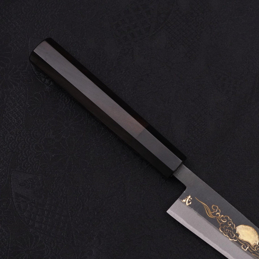 Koyanagi Blue Steel #2 Kurouchi Chokin Auspicious Cloud-Sun Buffalo Ebony Handle 135mm