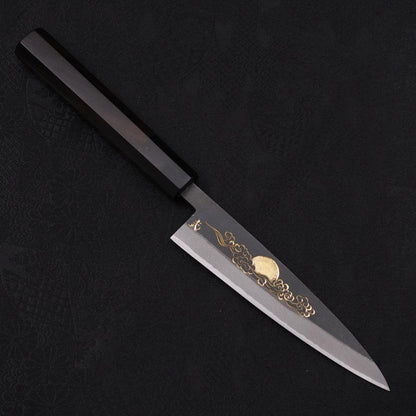 Koyanagi Blue Steel #2 Kurouchi Chokin Auspicious Cloud-Sun Buffalo Ebony Handle 135mm