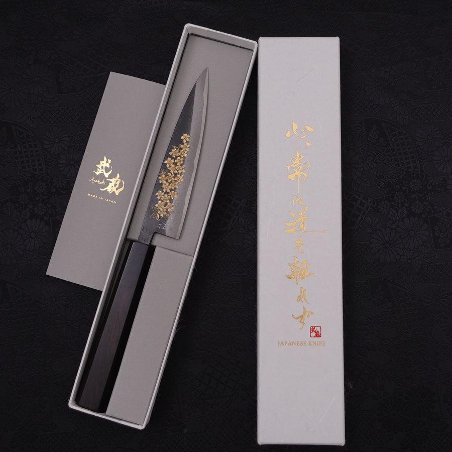 Koyanagi Blue Steel #2 Kurouchi Chokin Sakura Buffalo Ebony Handle 135mm