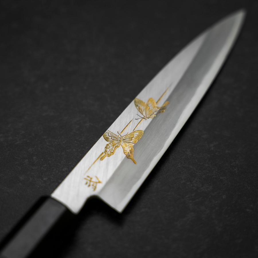 Koyanagi White Steel #2 Kasumi Chokin Butterfly Buffalo Ebony Handle 135mm