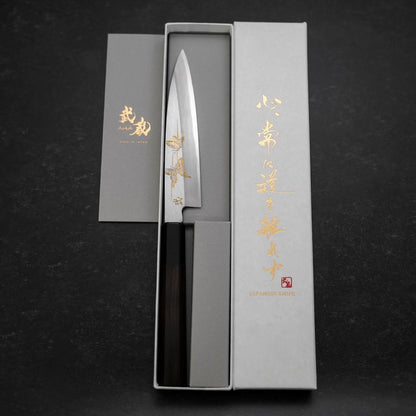 Koyanagi White Steel #2 Kasumi Chokin Butterfly Buffalo Ebony Handle 135mm