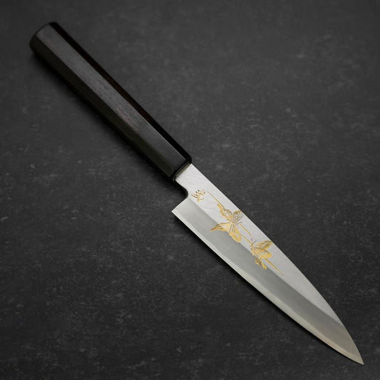 Koyanagi White Steel #2 Kasumi Chokin Butterfly Buffalo Ebony Handle 135mm