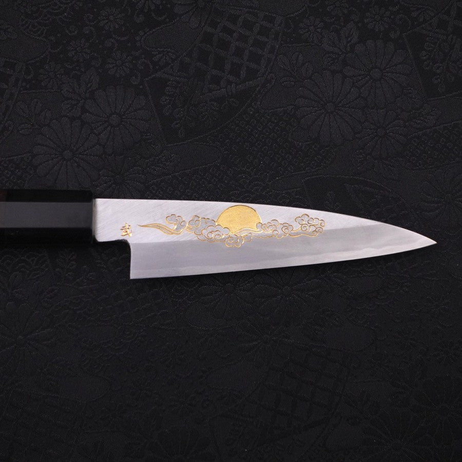 Koyanagi White Steel #2 Kasumi Chokin Luck Cloud Buffalo Ebony Handle 110mm